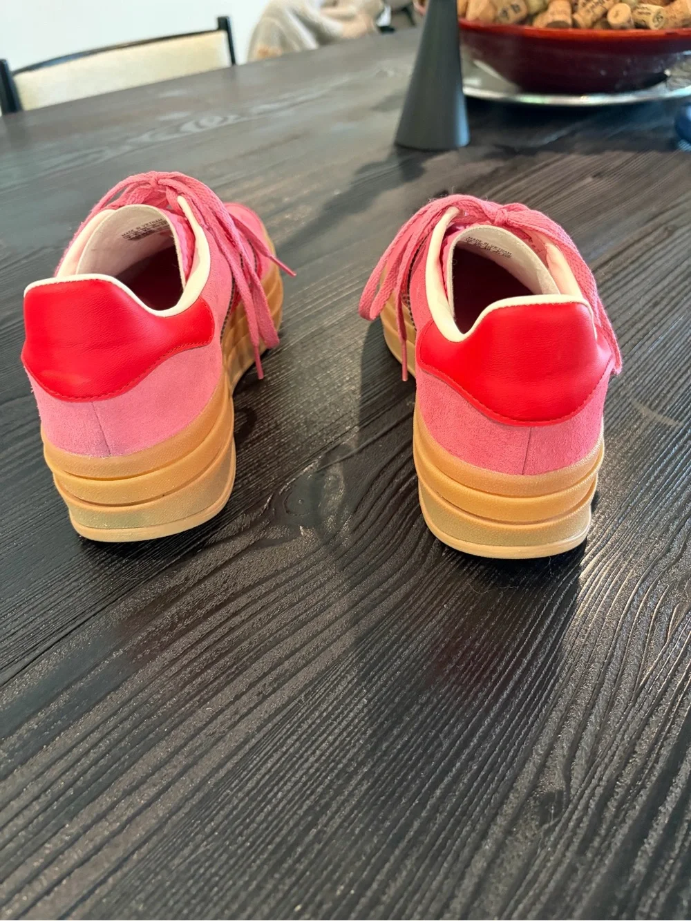 adidas Women’s Pink Suede Platform Sneakers with Gum Sole - Picture 4 of 8